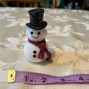Avon Black and White Snowman Figurine with Red Scarf